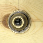 Close-up picture of one of the doorbell buttons in the experiment.
		This button has a small black pressable part, which is located on a circular brass casing in
		a sort of 'ridge', which makes it hard for the large robot finger to press.